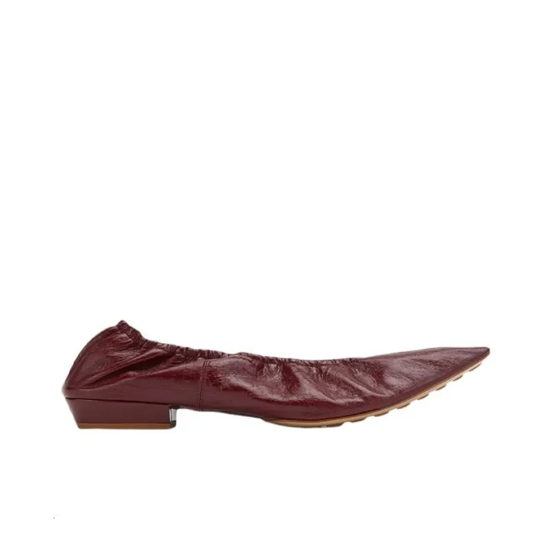 Bottega Veneta Almond Casual Single Shoes Women's Red Brown-1