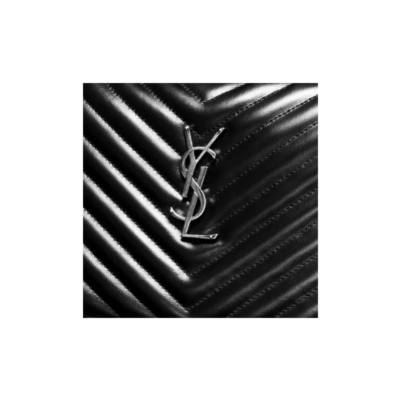 SAINT LAURENT LOU Leather Shoulder Bag Crossbody Bag Women's Black-3