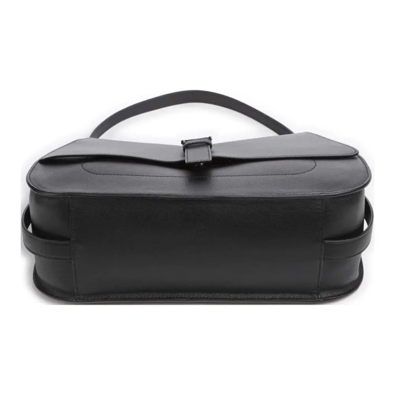 Furla Calfskin Shoulder Bag Crossbody Bag Handbag Large Size Women's Black-3