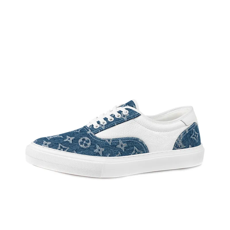 LOUIS VUITTON Trocadero Low Top Stylish Skateboarding Shoes Men's White Blue-0