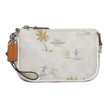 COACH Nolita Leather Pochette Storage Bag Clutch Mini Women's White