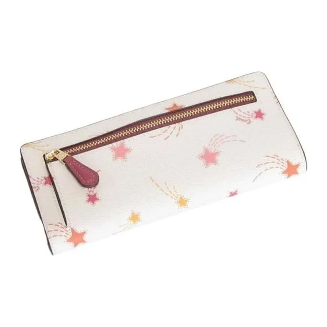 COACH Slim Wallet Coated Canvas With Smooth Leather Card Holder Wallet Women's Chalk White-3
