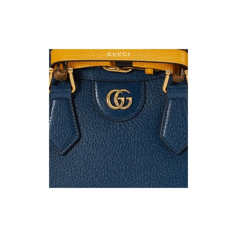 GUCCI Diana Leather Tote Bag, Shopping Bag, Shoulder Bag, Crossbody Bag, Handbag Small Size Women's Blue-8