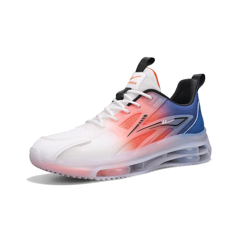 Warrior Cushioned Wear Resistant Breathable Lightweight Low Top Running Shoes Men's White Royal Blue Orange Black-1