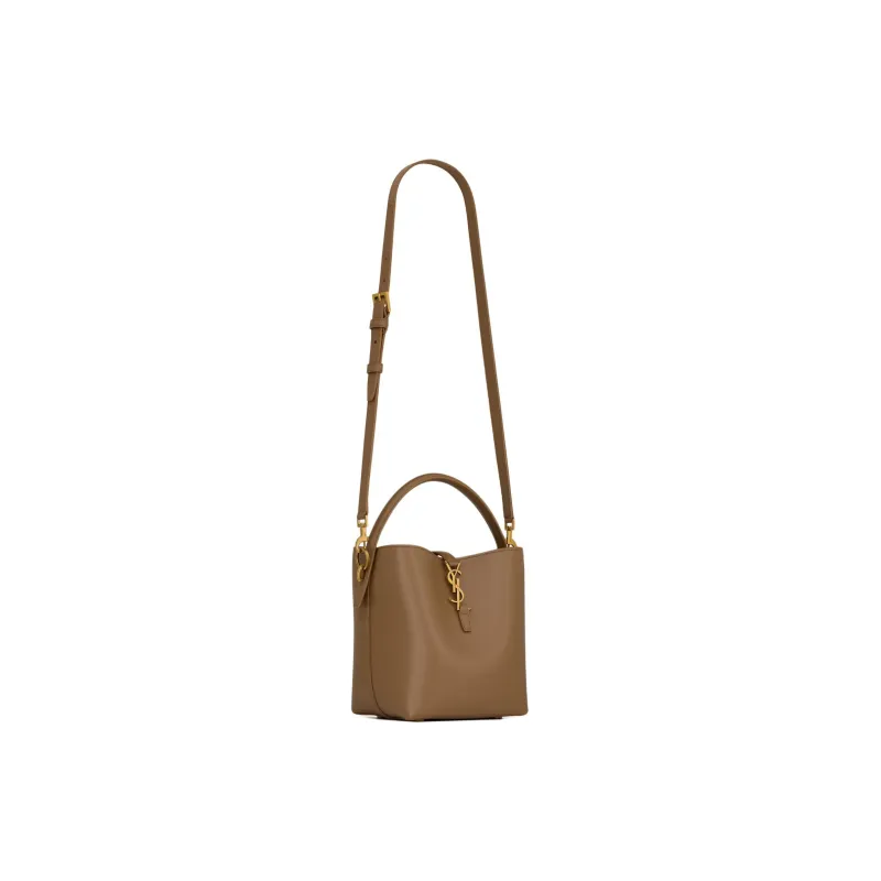 SAINT LAURENT Sheepskin Bucket Bags Shoulder Bags Small Size Women's Brown-2