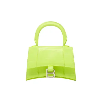 Balenciaga Hourglass Cow Leather Hourglass Bag, Shoulder Bag, Crossbody Bag Mini Women's Neon Yellow