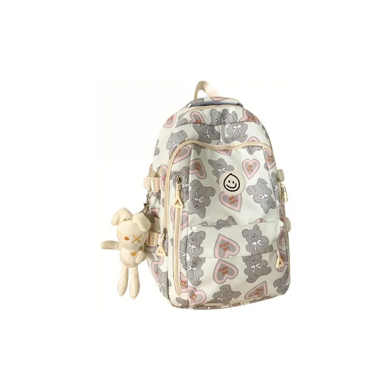 TANGCOOL Nylon Backpack Medium Size Unisex Light Purple/Light Blue/Black/Pink-18