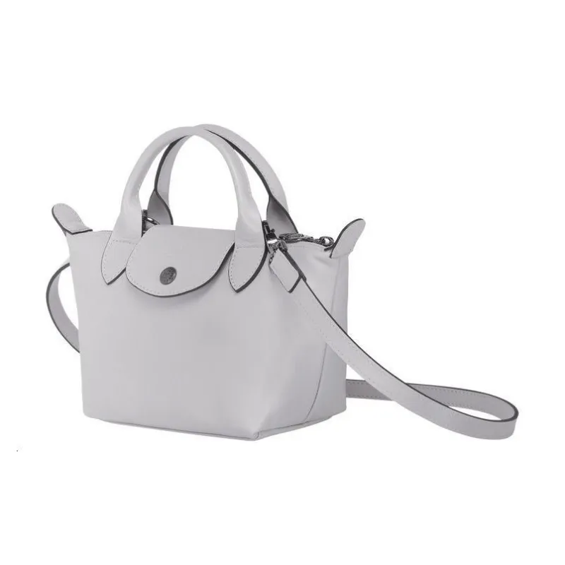 LONGCHAMP Le Pliage Cuir Sheepskin Shoulder Bag Crossbody Bag Handbag Mini Women's Gray-2