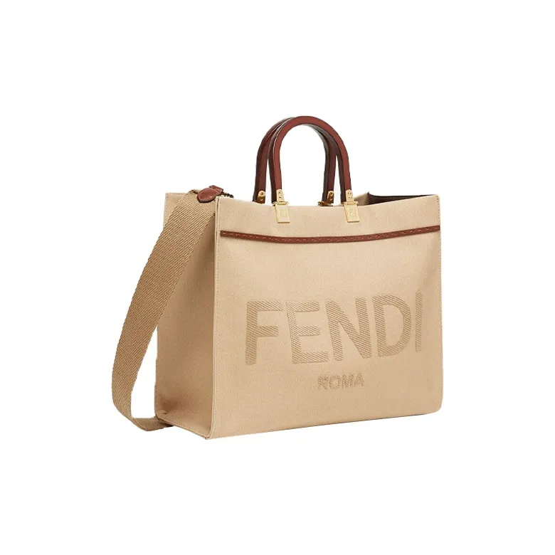 FENDI Canvas Canvas Bag Sunlight Bag Tote Bag Shopping Bag Shoulder Bag Crossbody Bag Handbag Medium Size Women's Beige-1