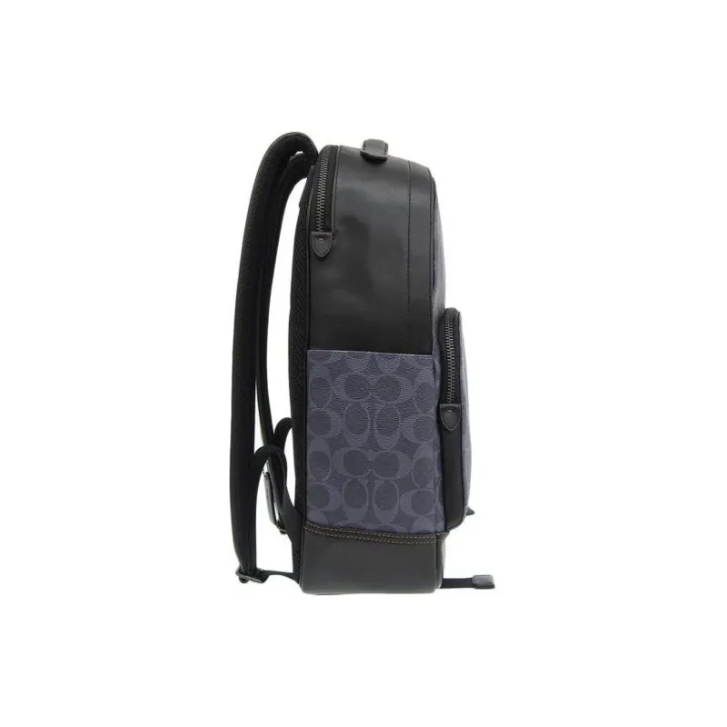 COACH Graham Elegant Calfskin With Coated Canvas Backpack Large Size Men's Denim Blue-2