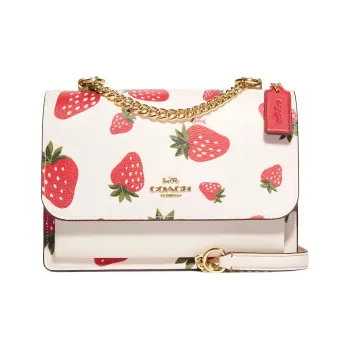 COACH Klare Leather Trunk Bag Shoulder Bag Crossbody Bag Small Size Women's White & Red