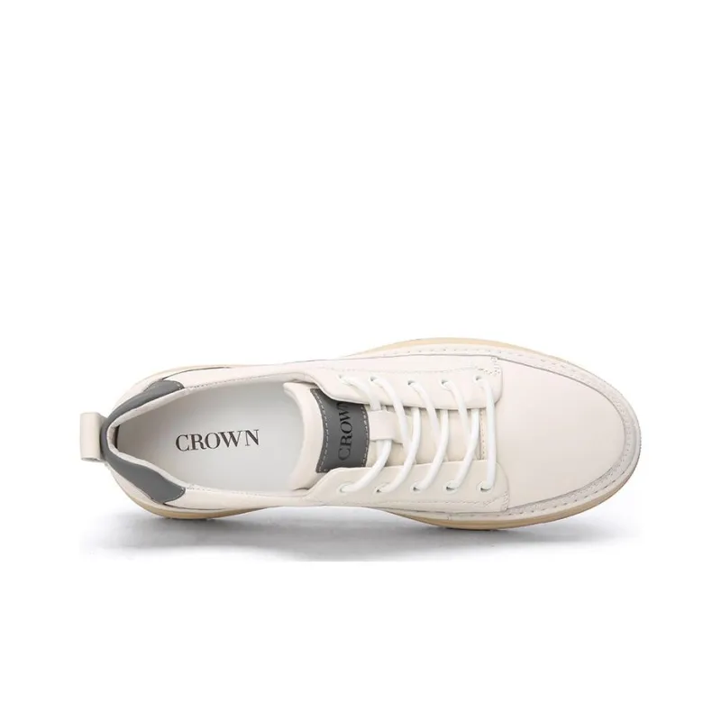 CROWN Low Top Skateboard Shoes Men's White-3