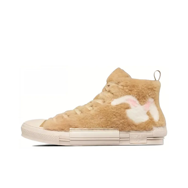 DIOR B23 High Top Erl Beige Shearling With Rabbit Motif-0