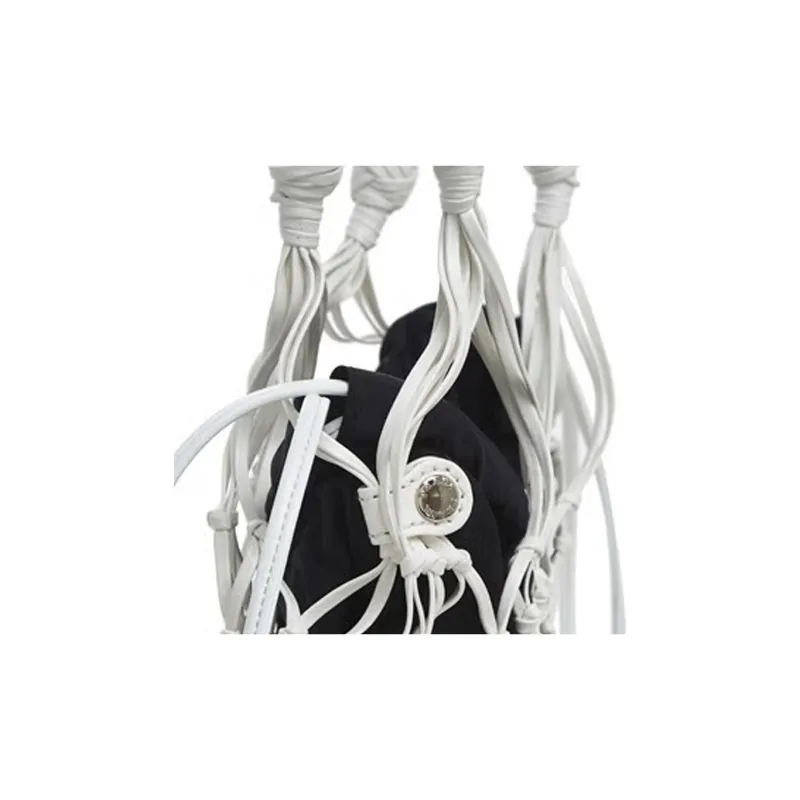PRADA Nylon And Leather Handbag Women's White & Black-10