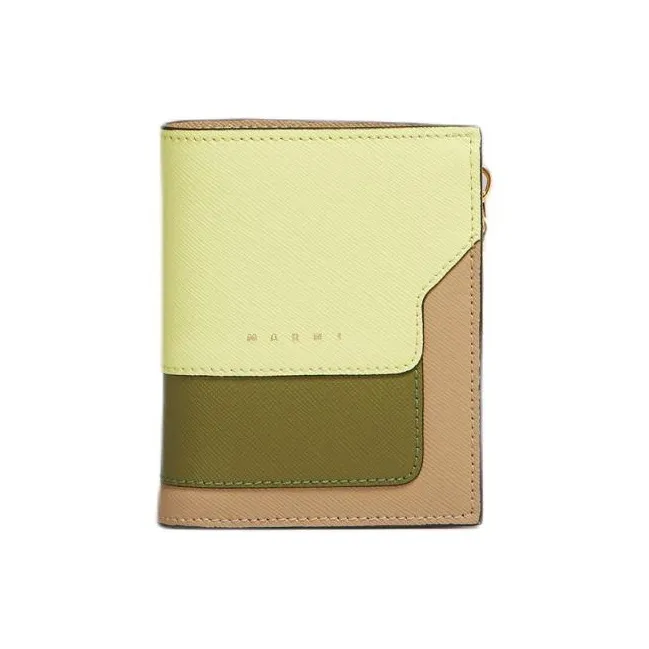 MARNI Calfskin Wallet Women's Yellow Green & Beige-0