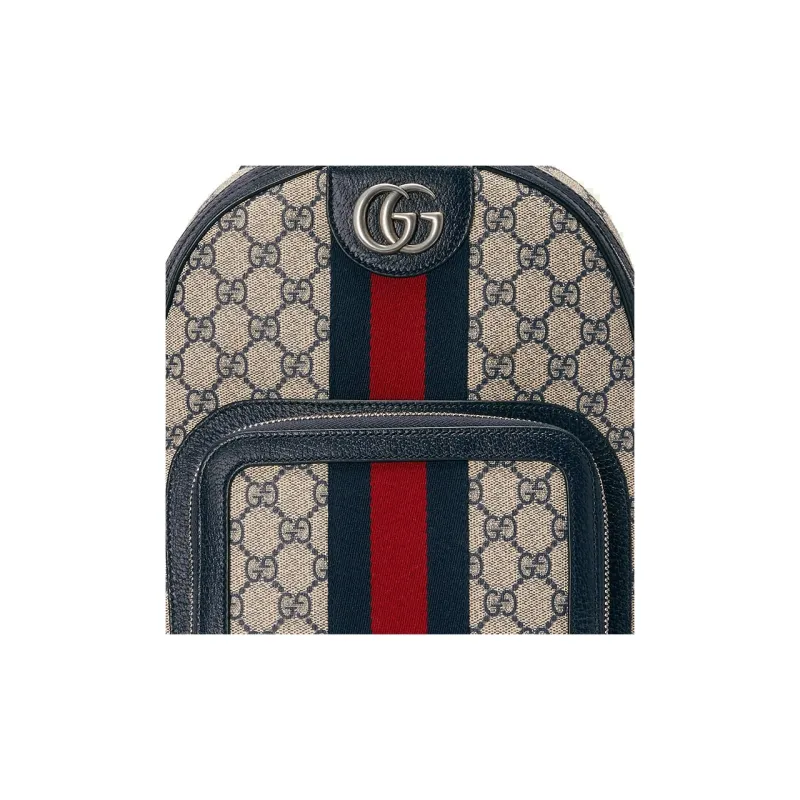 GUCCI Ophidia Canvas With Leather Backpack Trumpets Unisex Blue/Beige-7