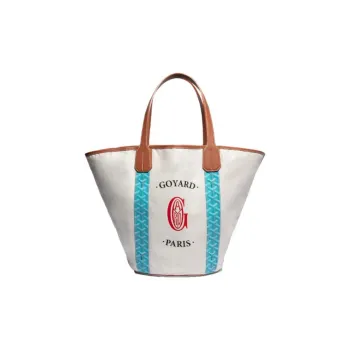GOYARD Belharra Cotton Cow Leather Tote One Shoulder Handbag Women's Turquoise