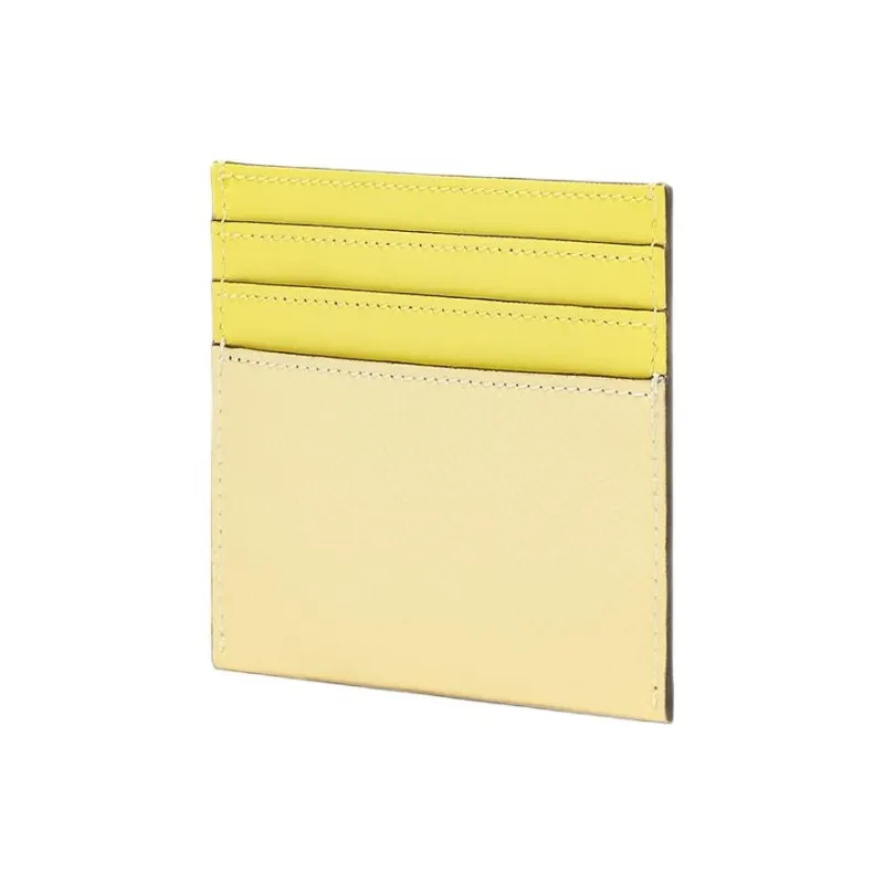 FENDI FF Diamonds Series Leather Card Holder Women's Yellow-2