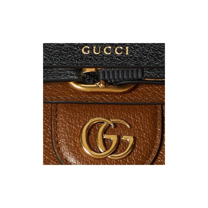 GUCCI Leather Tote Bag Shopping Bag Shoulder Bag Handbag Mini Women's Brown-9