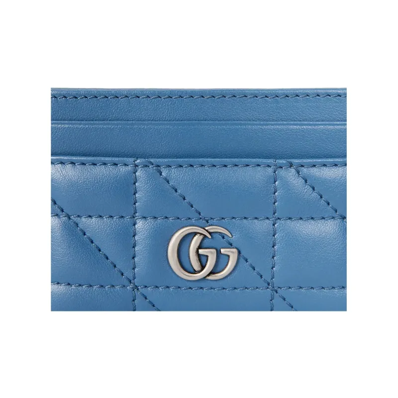 GUCCI Marmont Quilted Leather Card Holder Card Holder Women's Blue-4