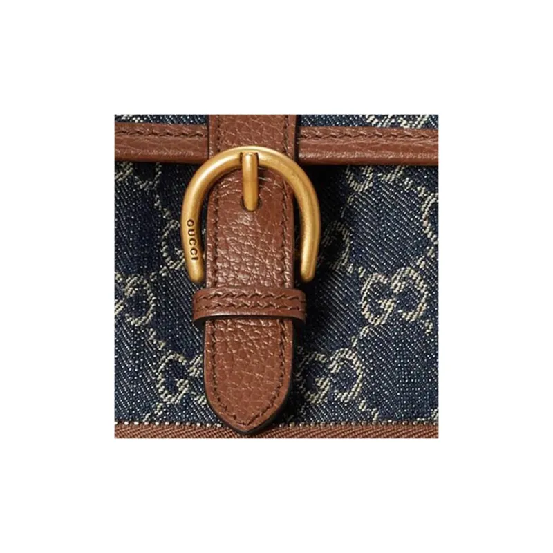 GUCCI Denim Backpack Regular Unisex Blue/Brown-7