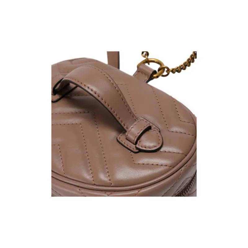 GUCCI Marmont Quilted Leather Makeup Bag Handbag Backpack Mini Women's Dark Pink-2