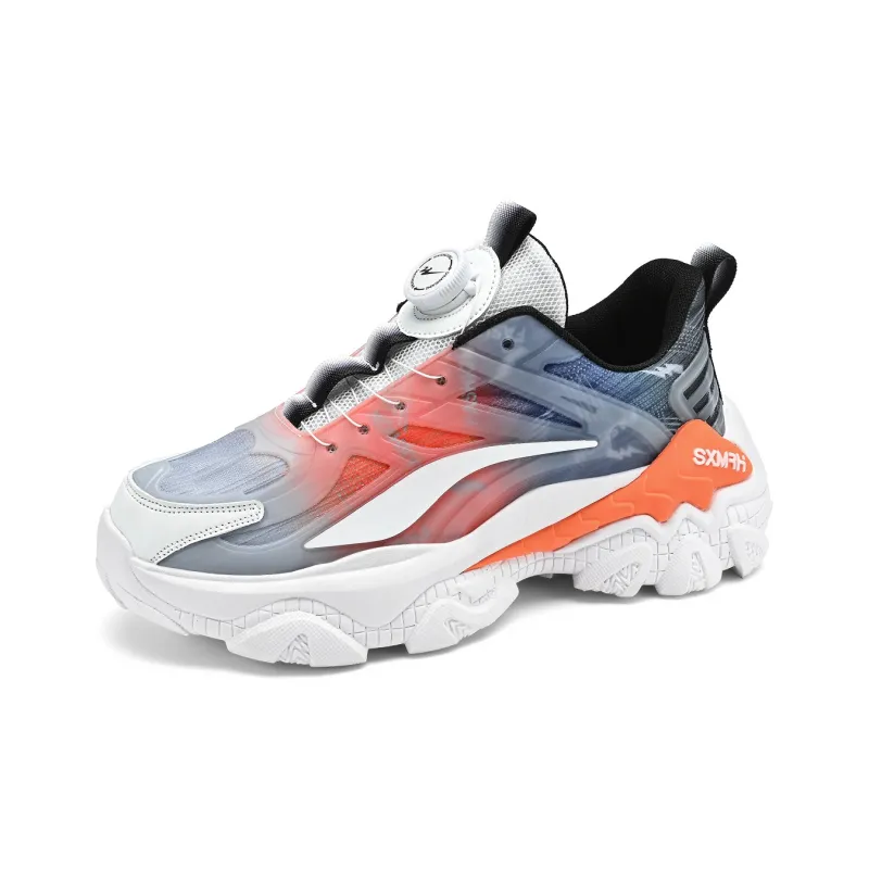 Binary Low Top Chunky Sneakers Men's Gray Orange-1