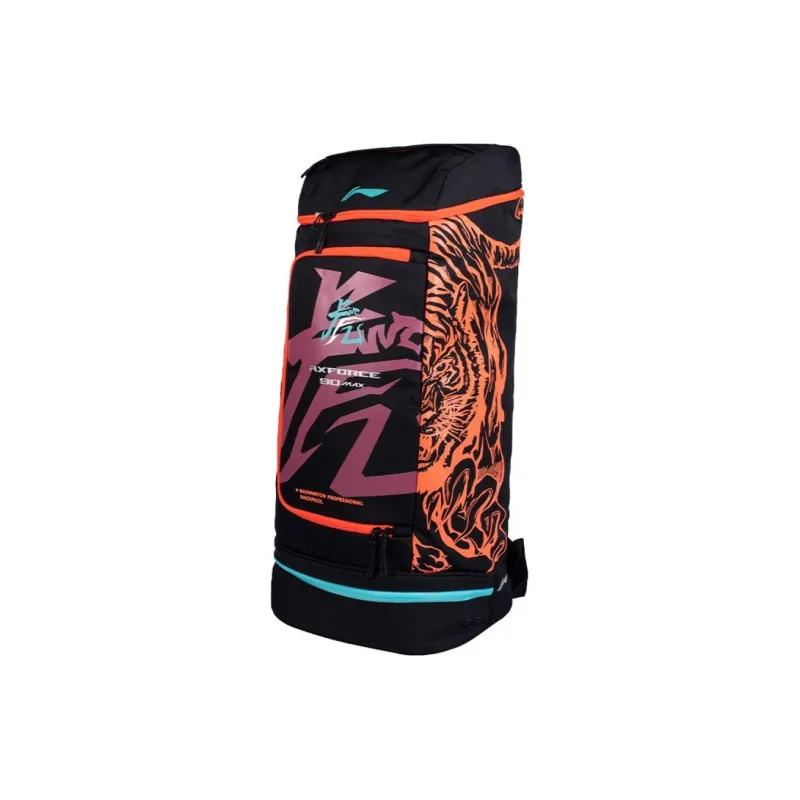LiNing Dragon Tiger, Collaboration Fabric Soaring Dragon Leaping Tiger Badminton Backpack Regular Unisex Black/Red-2