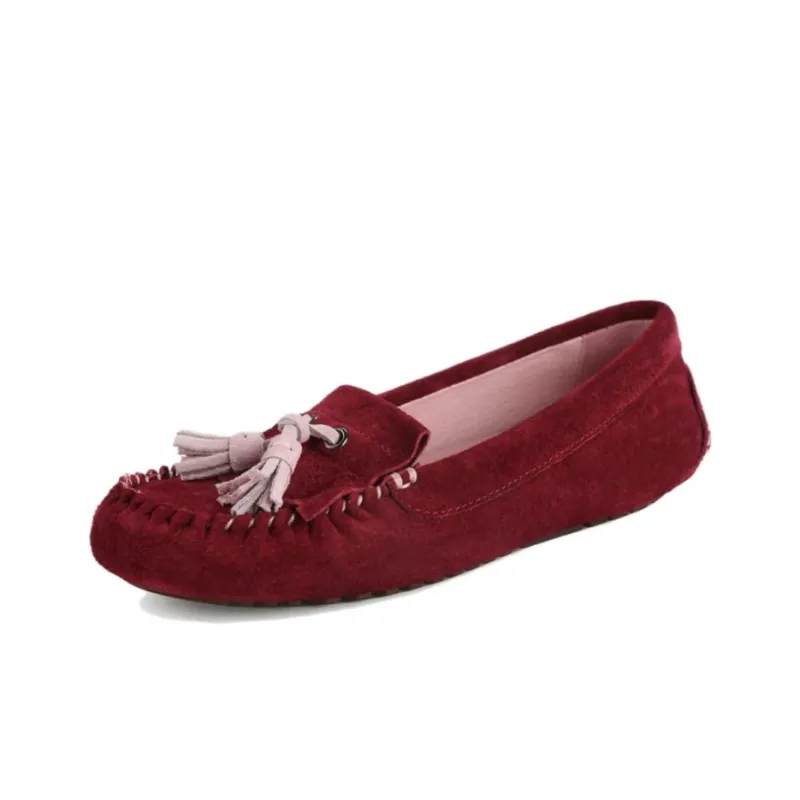 OZZEG Gommino Loafers Women's Maroon/Light Chestnut/Stylish Gray/Pitch Black-0