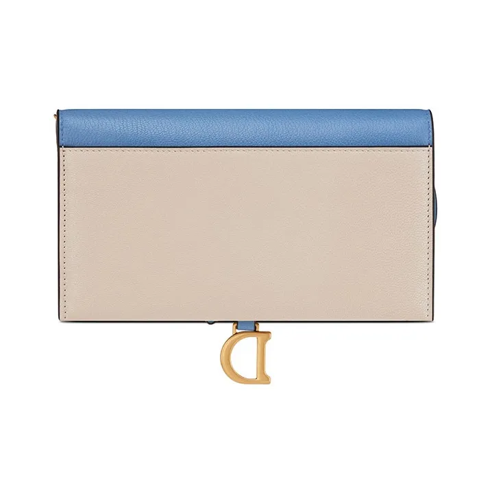 DIOR Saddle Sheepskin Saddle Bag Chain Wallet Handbag Shoulder Bag Crossbody Bag Women's Nude/Klein Blue-4