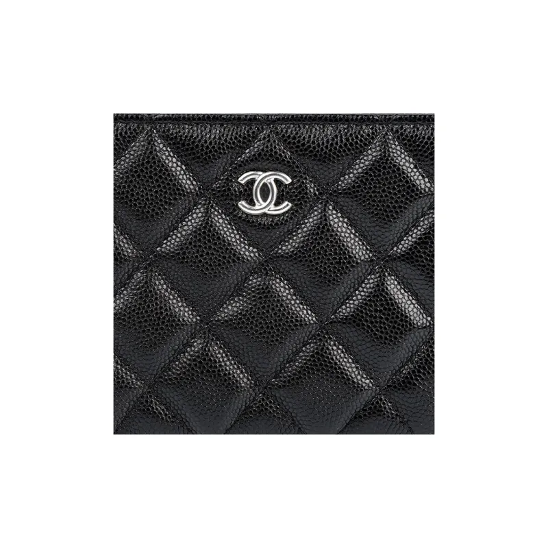 CHANEL Cow Leather Pouch Clutch Women's Black-3