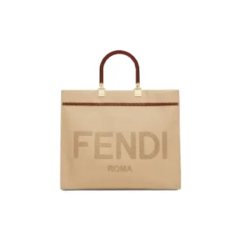 FENDI Canvas Canvas Bag Sunlight Bag Tote Bag Shopping Bag Shoulder Bag Crossbody Bag Handbag Medium Size Women's Beige