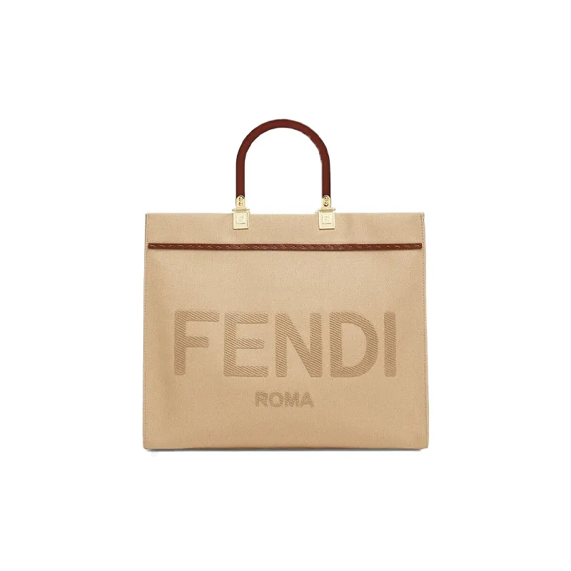 FENDI Canvas Canvas Bag Sunlight Bag Tote Bag Shopping Bag Shoulder Bag Crossbody Bag Handbag Medium Size Women's Beige-0