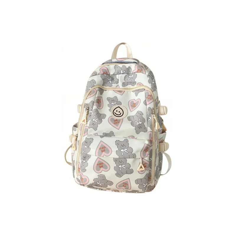 TANGCOOL Nylon Backpack Medium Size Unisex Light Purple/Light Blue/Black/Pink-19