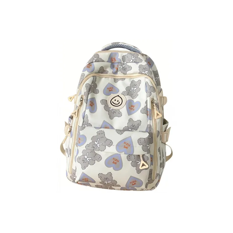 TANGCOOL Nylon Backpack Medium Size Unisex Light Purple/Light Blue/Black/Pink-24