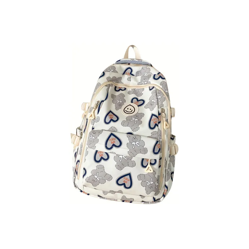 TANGCOOL Nylon Backpack Medium Size Unisex Light Purple/Light Blue/Black/Pink-26