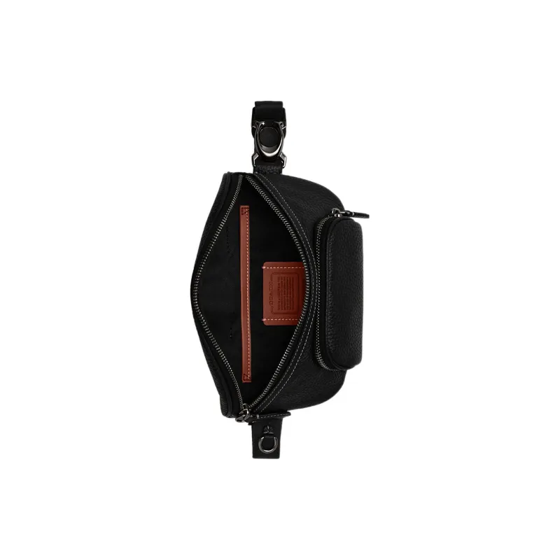 COACH Pebbled Leather Sling Bag, Crossbody Bag, Fanny Pack Medium Size Men's Black-3