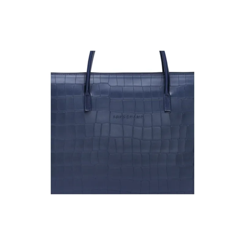 LONGCHAMP Croco Block Large Cow Leather Portable Briefcases Small Size Men's Blue-3