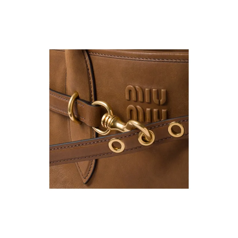MIU MIU Aventure Nappa Leather Bag Handbag Oak-4