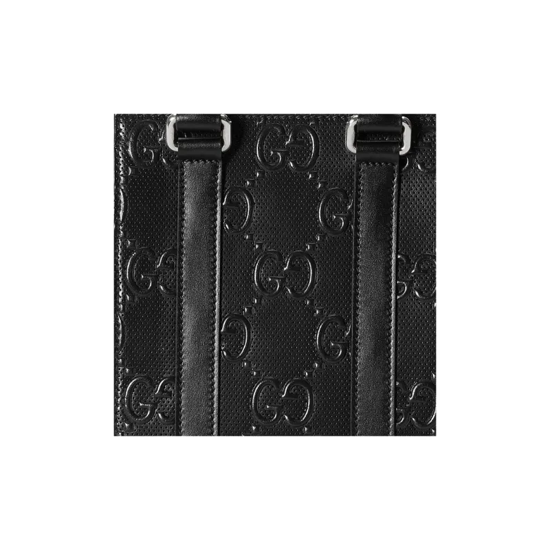 GUCCI Leather Tote Bag Shopping Bag Shoulder Bag Handbag Mini Men's Black-5