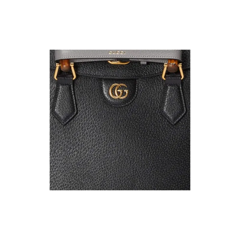GUCCI Diana Leather One Shoulder Handbag Medium Size Women's Black-8