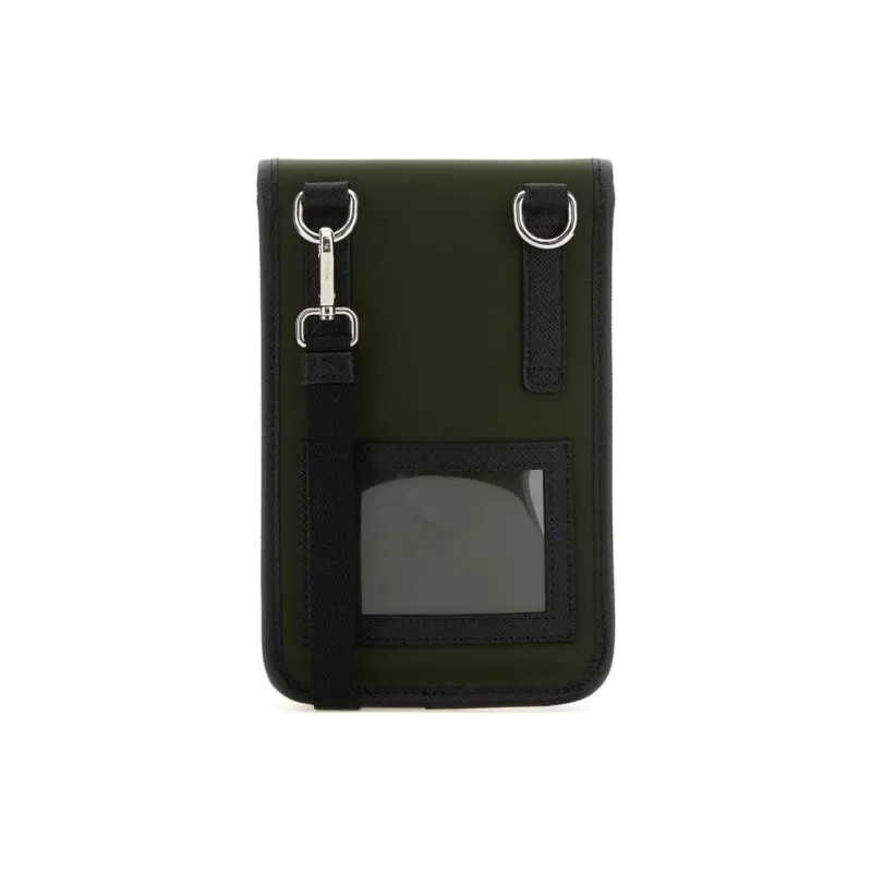 PRADA Leather Bonded Recycled Nylon Crossbody Bag Shoulder Bag Men's Olive Green-2