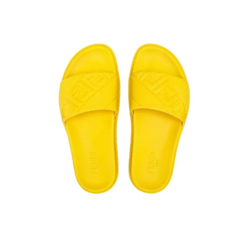 FENDI Rubber Slides 'Embossed Diagonal FF Motif - Yellow'-4