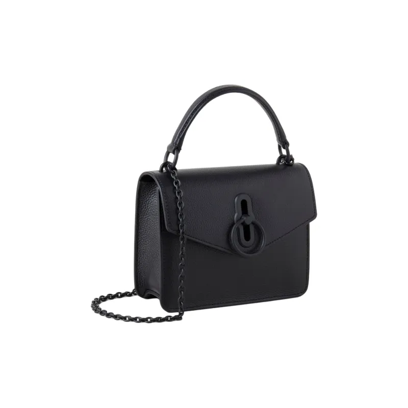 Mulberry Classic Grain Cow Leather Handbag, Shoulder Bag, Crossbody Bag Trumpets Women's Black-1