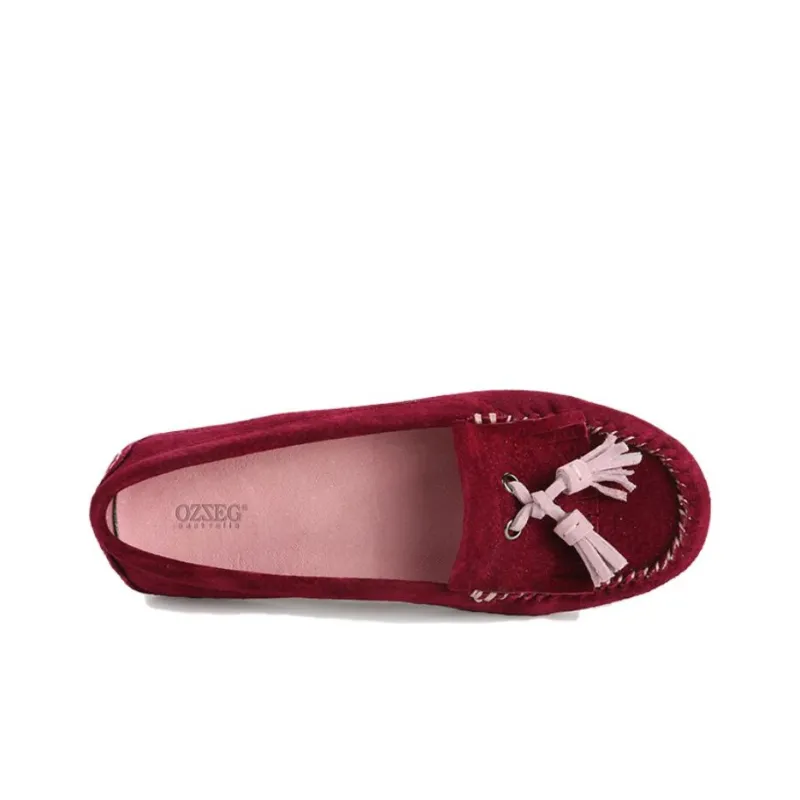 OZZEG Gommino Loafers Women's Maroon/Light Chestnut/Stylish Gray/Pitch Black-1