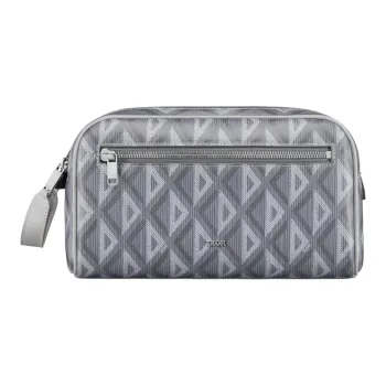 DIOR Canvas With Calfskin Toiletry Bag Men's Gray