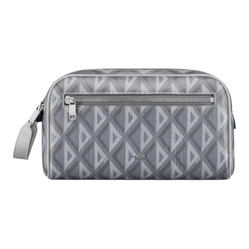 DIOR Canvas With Calfskin Toiletry Bag Men's Gray-0