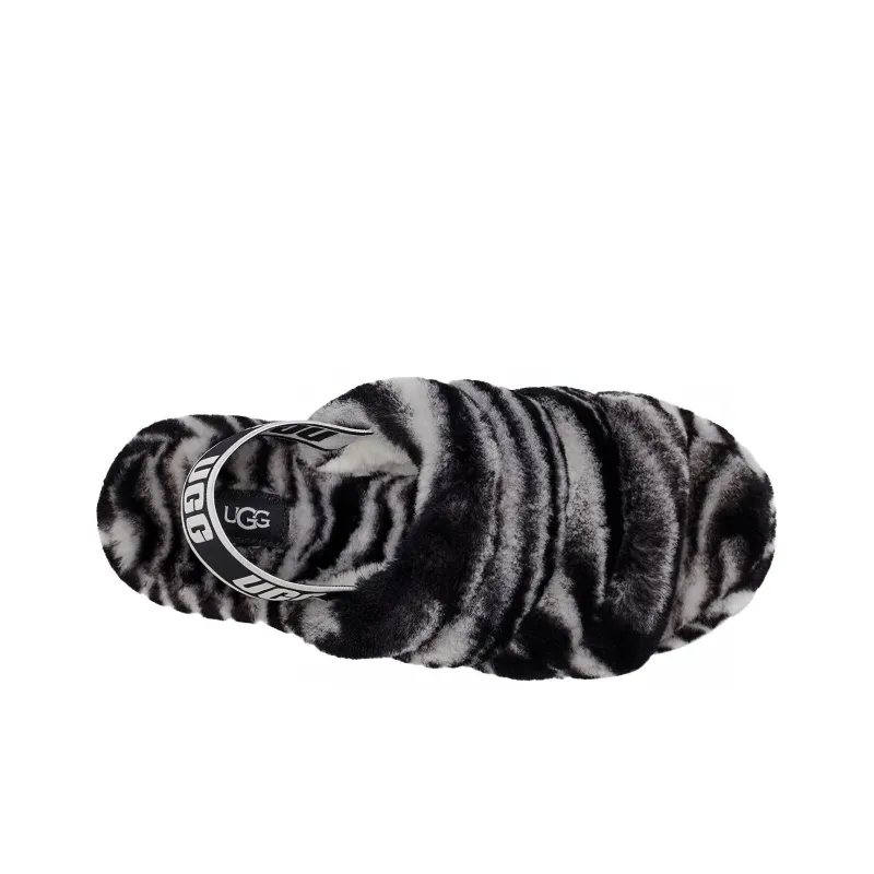 UGG Fluff Yeah Zebra Slide Slipper Color 'Black White' Women's-4