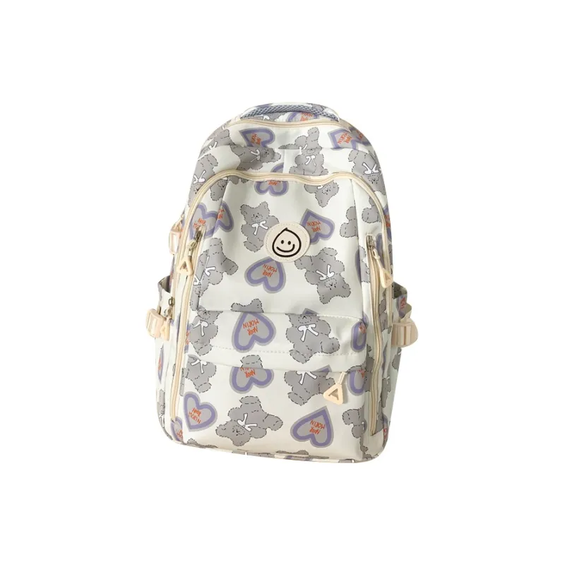 TANGCOOL Nylon Backpack Medium Size Unisex Light Purple/Light Blue/Black/Pink-22