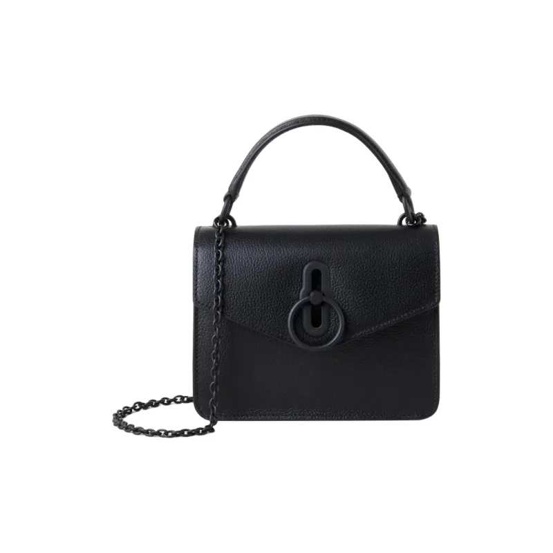Mulberry Classic Grain Cow Leather Handbag, Shoulder Bag, Crossbody Bag Trumpets Women's Black-0